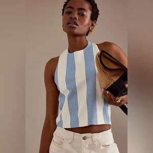 Bishop + Young Striped Halter Tank Top Size XL